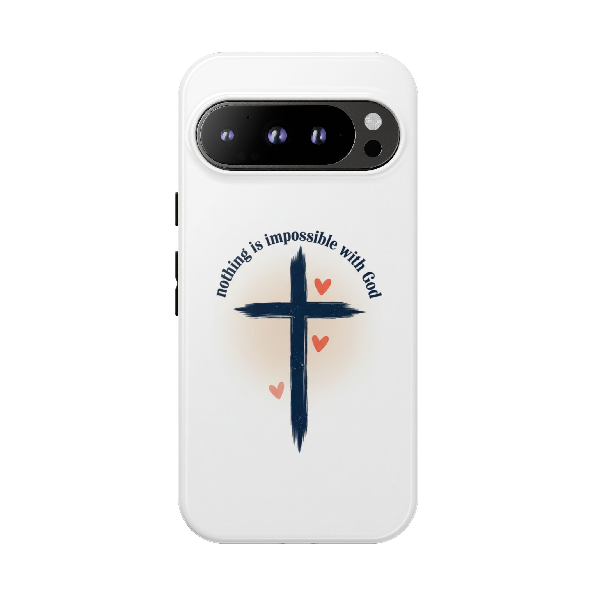 Christian Cross Phone Case — "Nothing Is Impossible With God" Inspirational iPhone Cover