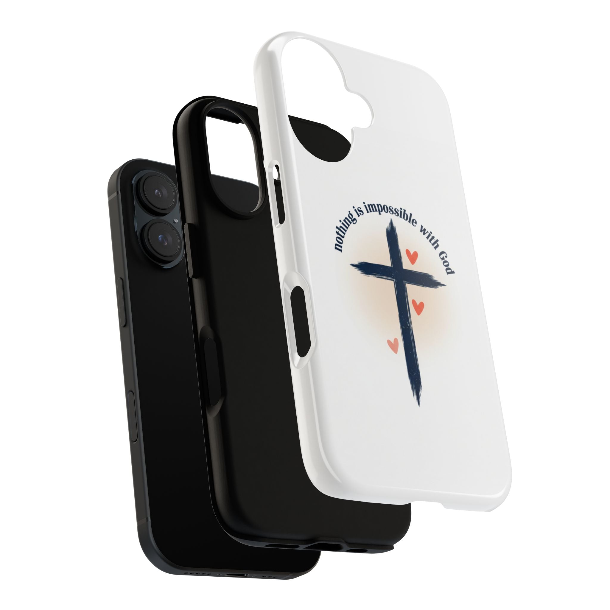 Christian Cross Phone Case — "Nothing Is Impossible With God" Inspirational iPhone Cover