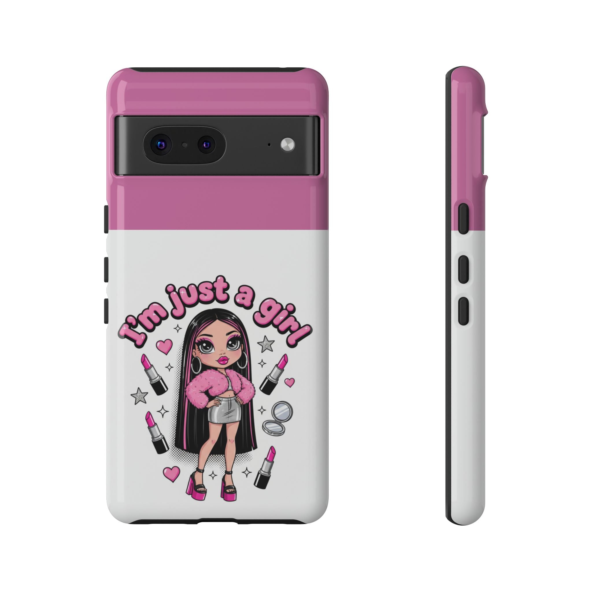 Phone Case — "I'm Just a Girl" Cute Makeup Girl Protective Tough Case