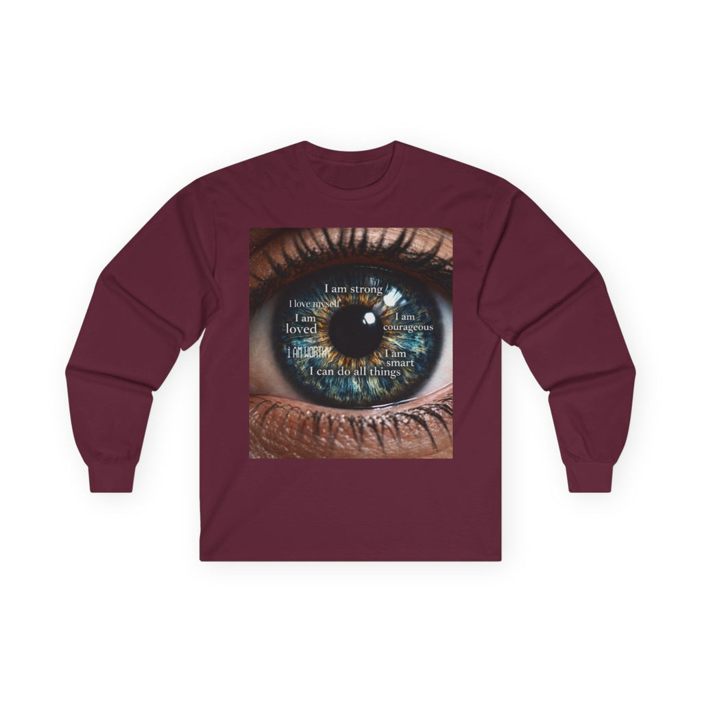 Inspirational Eye Graphic Long Sleeve Tee — "Rise With Purpose" Motivational Shirt