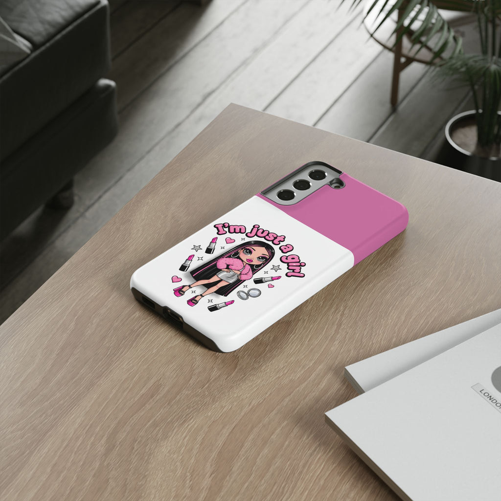 Phone Case — "I'm Just a Girl" Cute Makeup Girl Protective Tough Case