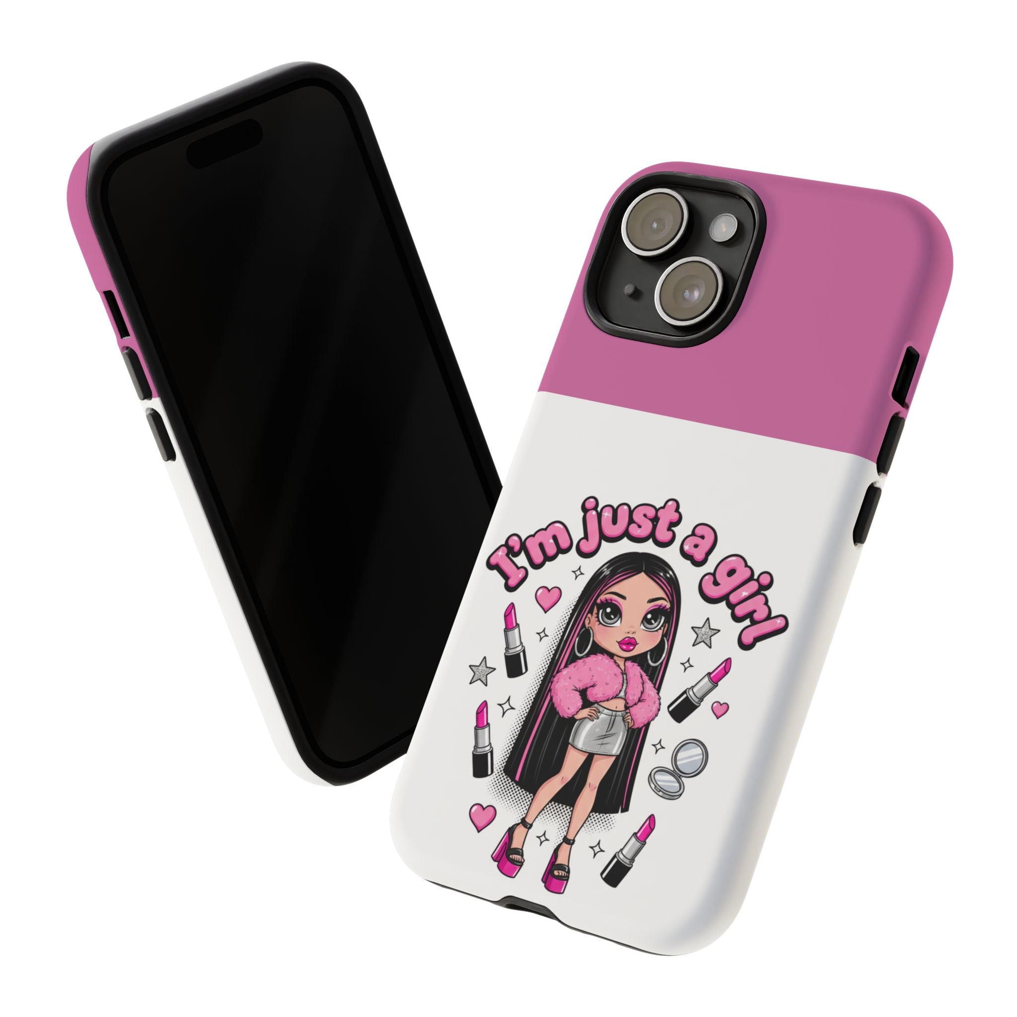 Phone Case — "I'm Just a Girl" Cute Makeup Girl Protective Tough Case
