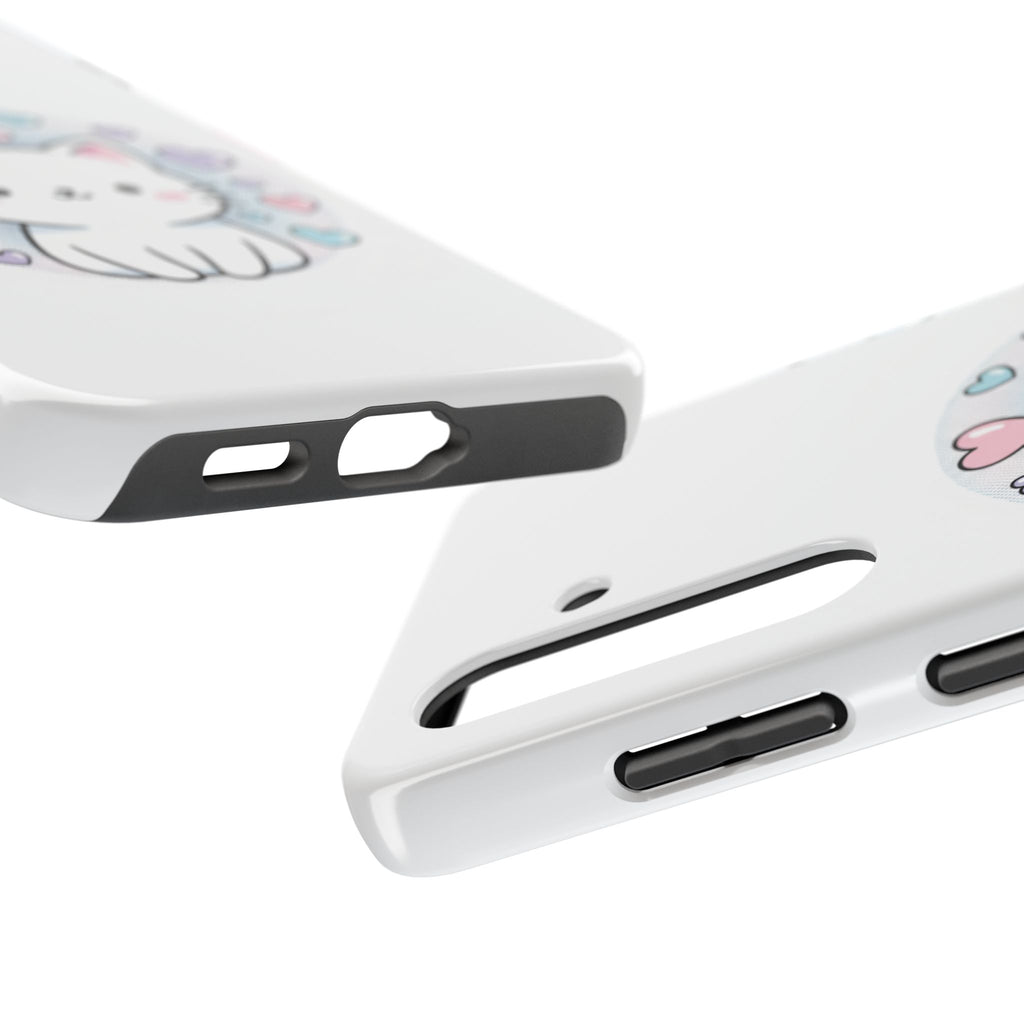 Cute Kawaii Kitten Tough Phone Case — Pastel Hearts Protective iPhone Cover