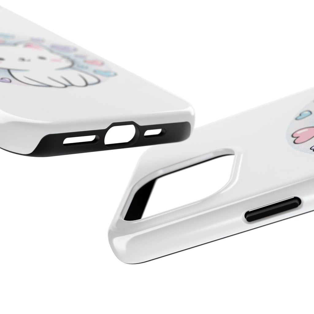 Cute Kawaii Kitten Tough Phone Case — Pastel Hearts Protective iPhone Cover