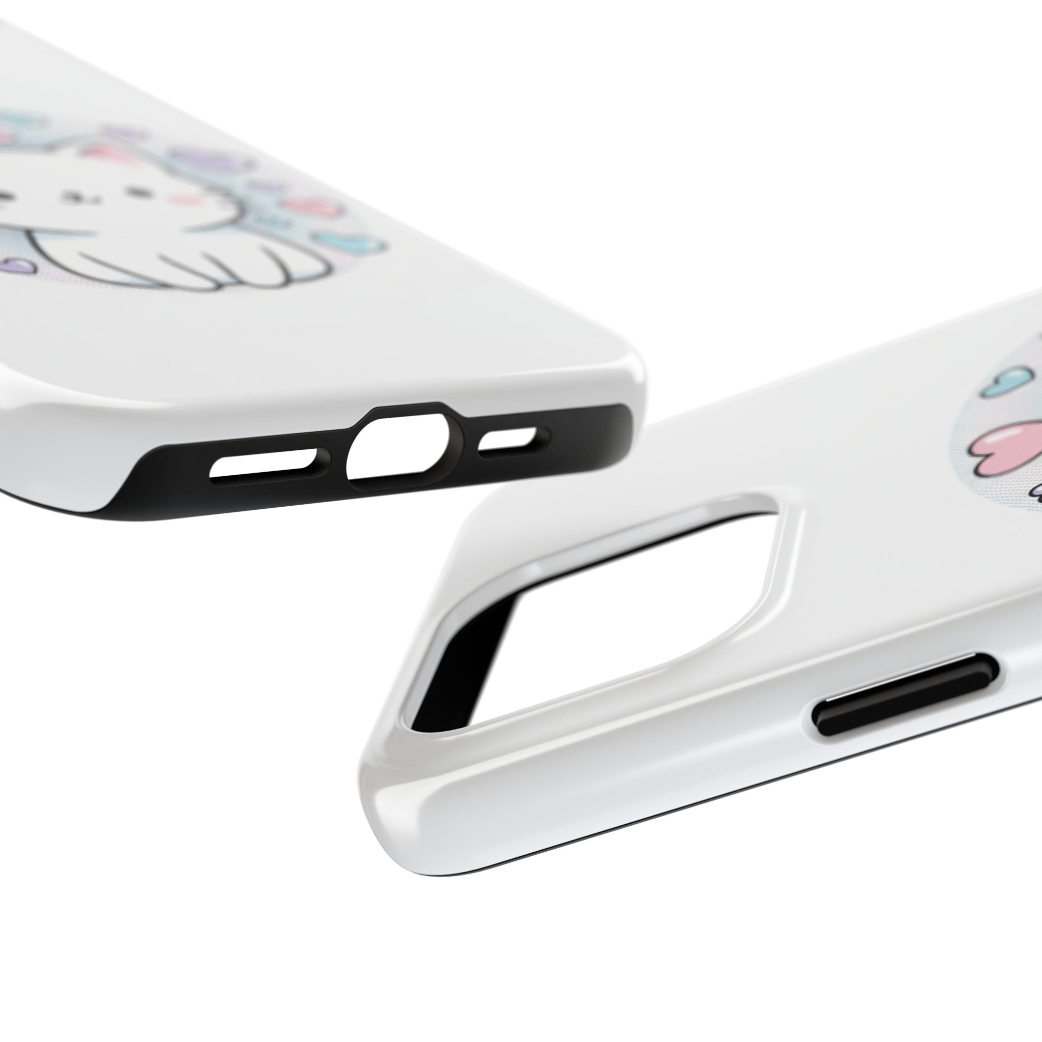 Cute Kawaii Kitten Tough Phone Case — Pastel Hearts Protective iPhone Cover