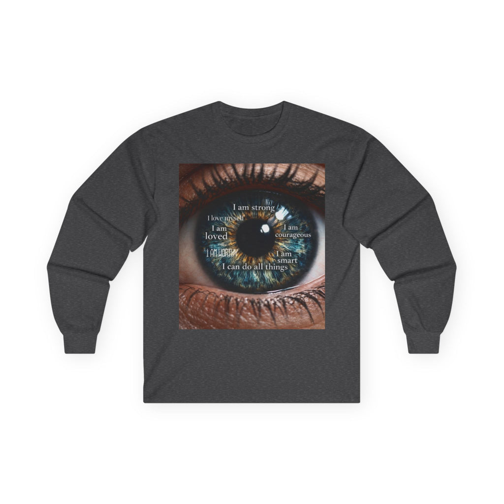 Inspirational Eye Graphic Long Sleeve Tee — "Rise With Purpose" Motivational Shirt
