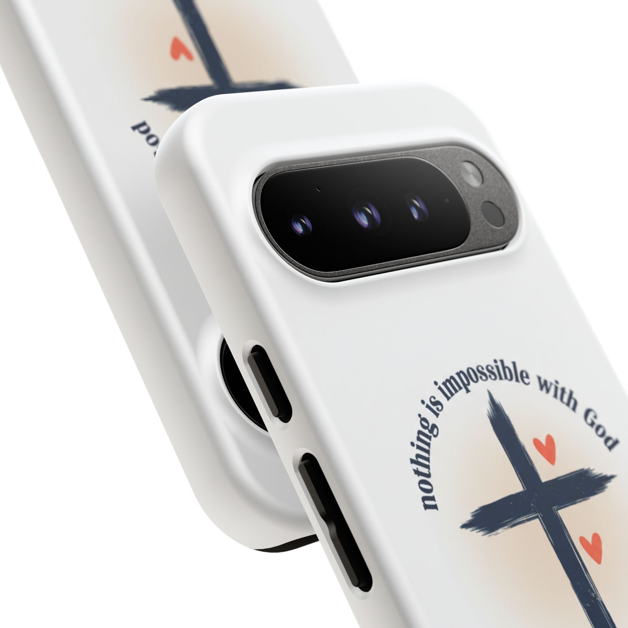 Christian Cross Phone Case — "Nothing Is Impossible With God" Inspirational iPhone Cover