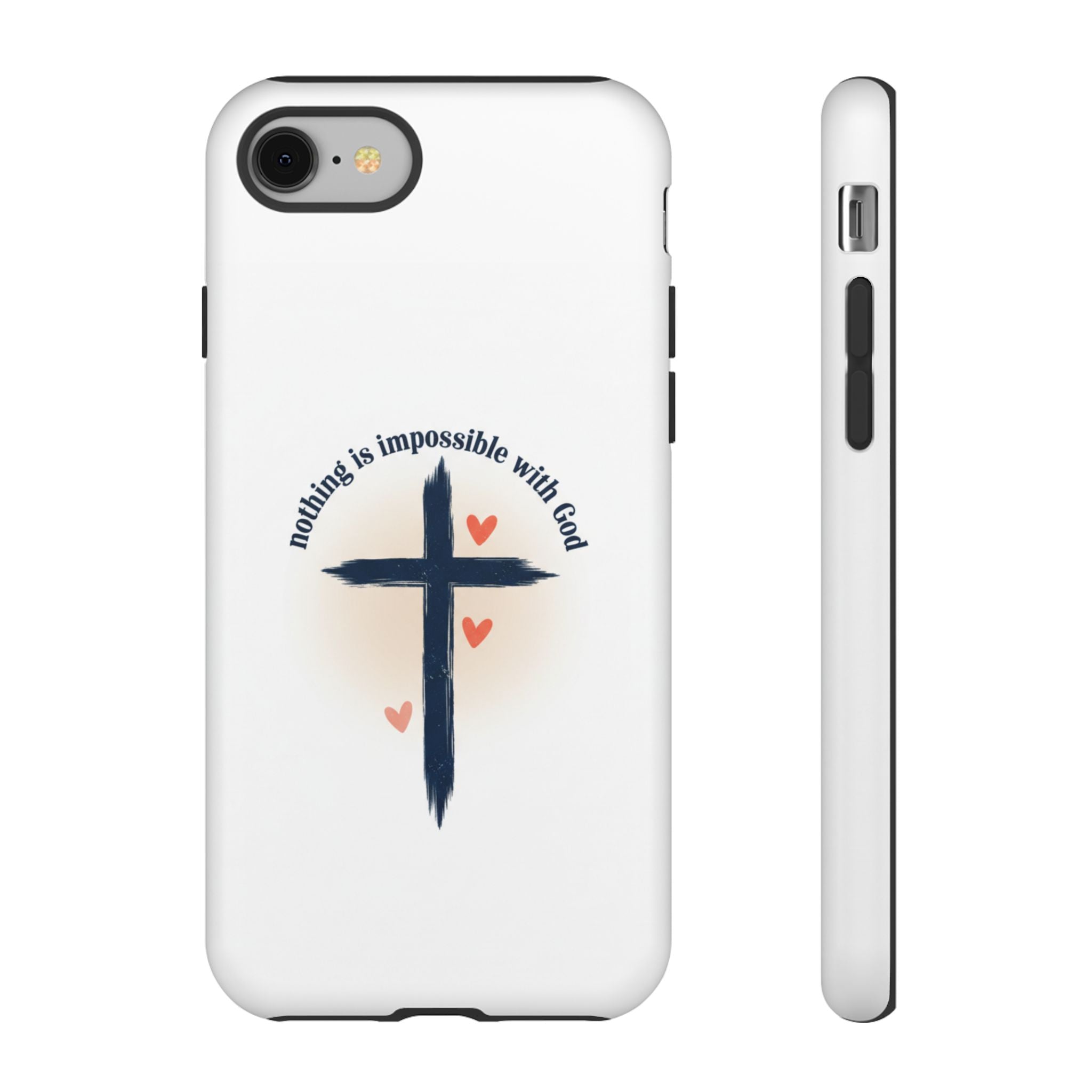 Christian Cross Phone Case — "Nothing Is Impossible With God" Inspirational iPhone Cover