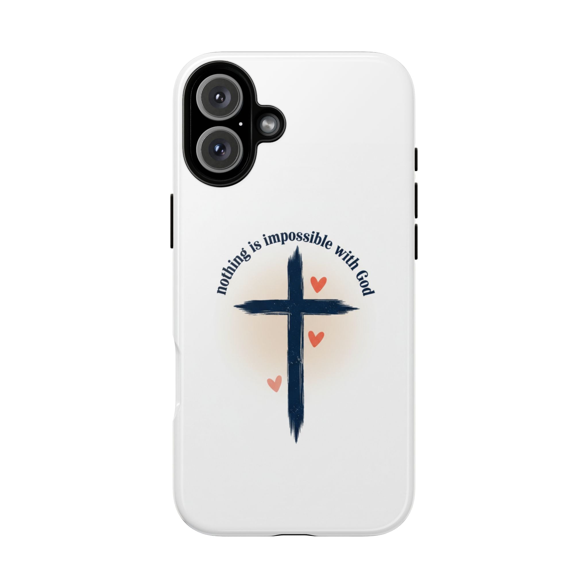 Christian Cross Phone Case — "Nothing Is Impossible With God" Inspirational iPhone Cover