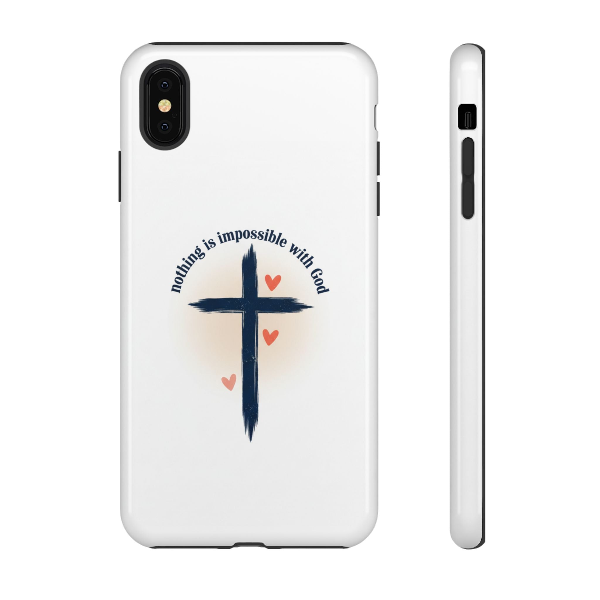 Christian Cross Phone Case — "Nothing Is Impossible With God" Inspirational iPhone Cover